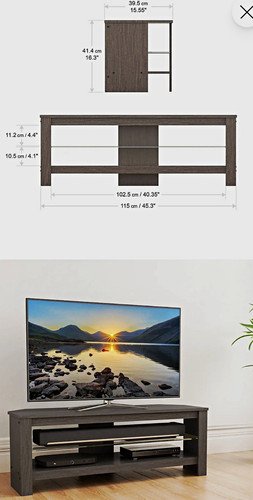 Grey wood stand with - tv,