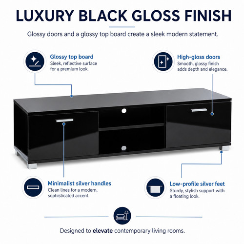 Black gloss stand cabinet - gloss, tv